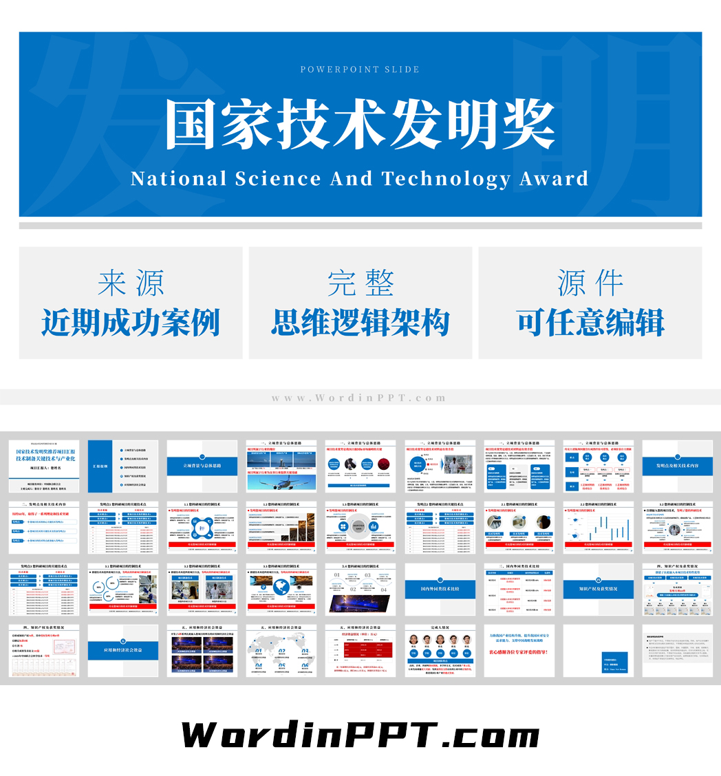 国家技术发明奖PPT模板下载 - 成功案例改编