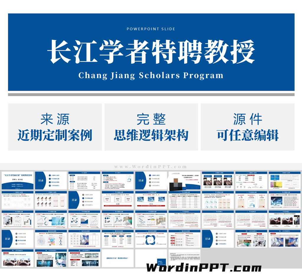 「新」长江学者特聘教授PPT模板下载（2024）